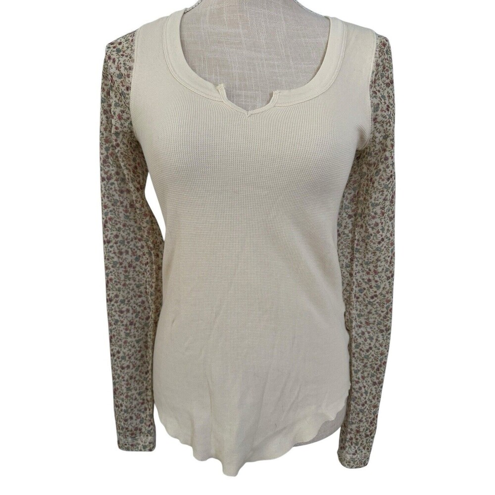 Denim & Supply RL Western Cottage Y2K Waffle Thermal Tee Mesh Sheer Floral S